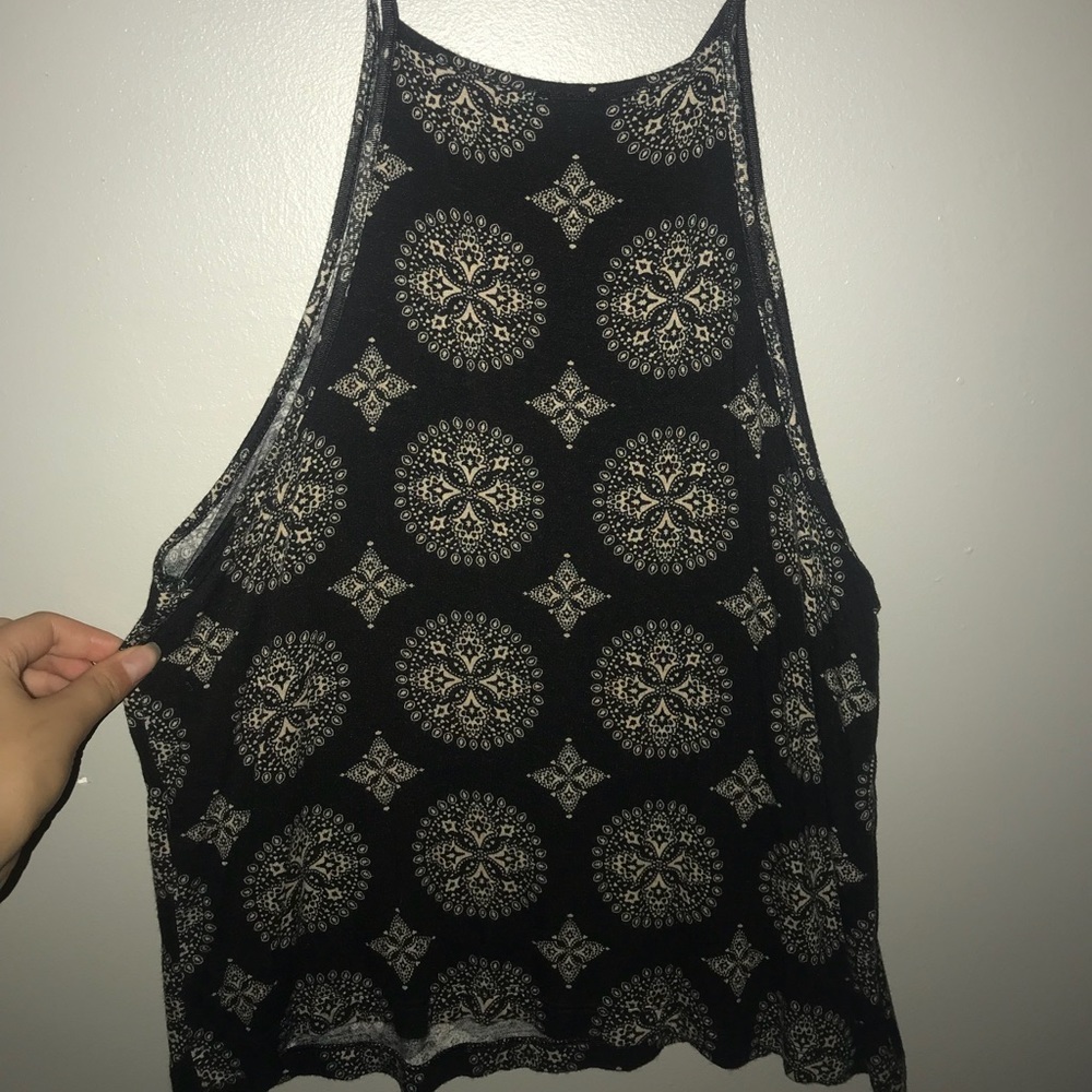 Black and Tan pattern cropped tank top